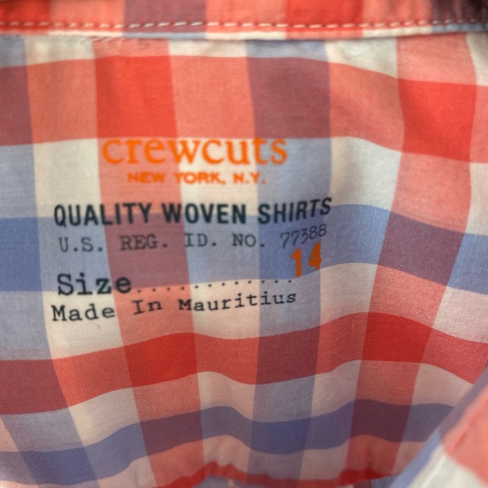 J Crew Crewcuts boys preppy cotton collared shirt - size 14 - Picture 7 of 11